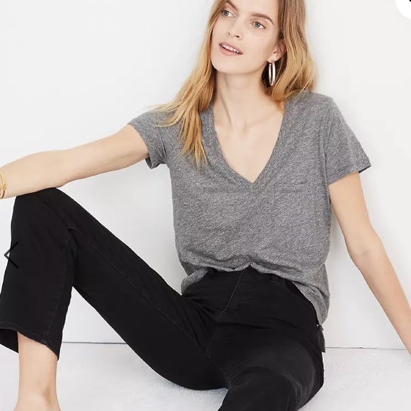 Madewell t-shirts black gray orange white green v-neck quality Nordstrom rack M - Picture 8 of 9